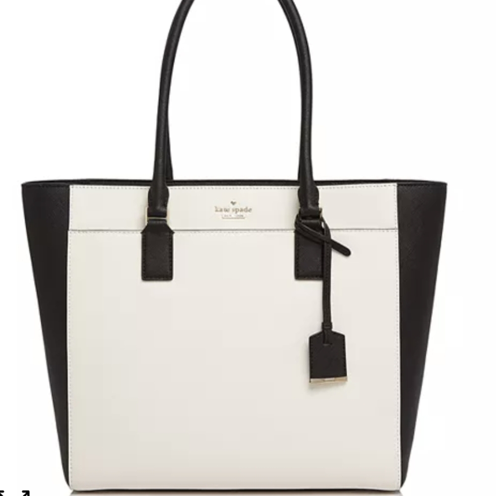 Kate Spade New York Cameron Street Havana Color Block Black and White Tote Bag